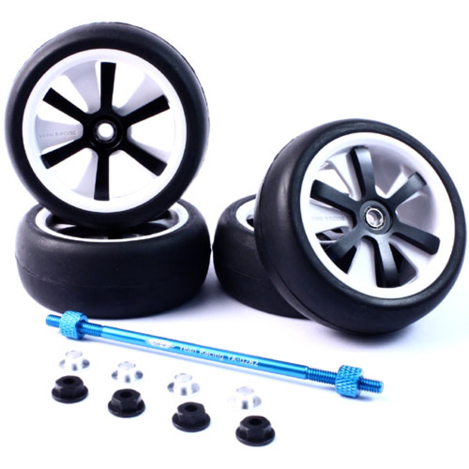 Yeah Racing Aluminum Stylish Spinning Rims (4pcs) BK 6Spoke Tire Set w