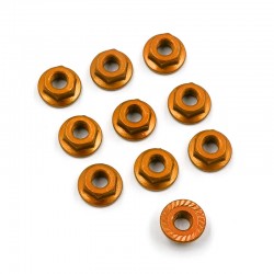 4mm Aluminium Serrated Lock Nut 10pcs (OR) 4mm Aluminium Serrated Lock Nut 10pcs (OR)