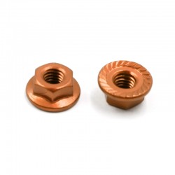 4mm Aluminium Serrated Lock Nut 10pcs (OR) 4mm Aluminium Serrated Lock Nut 10pcs (OR)