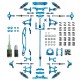 Aluminum Conversion Kit For Tamiya TT02 Blue