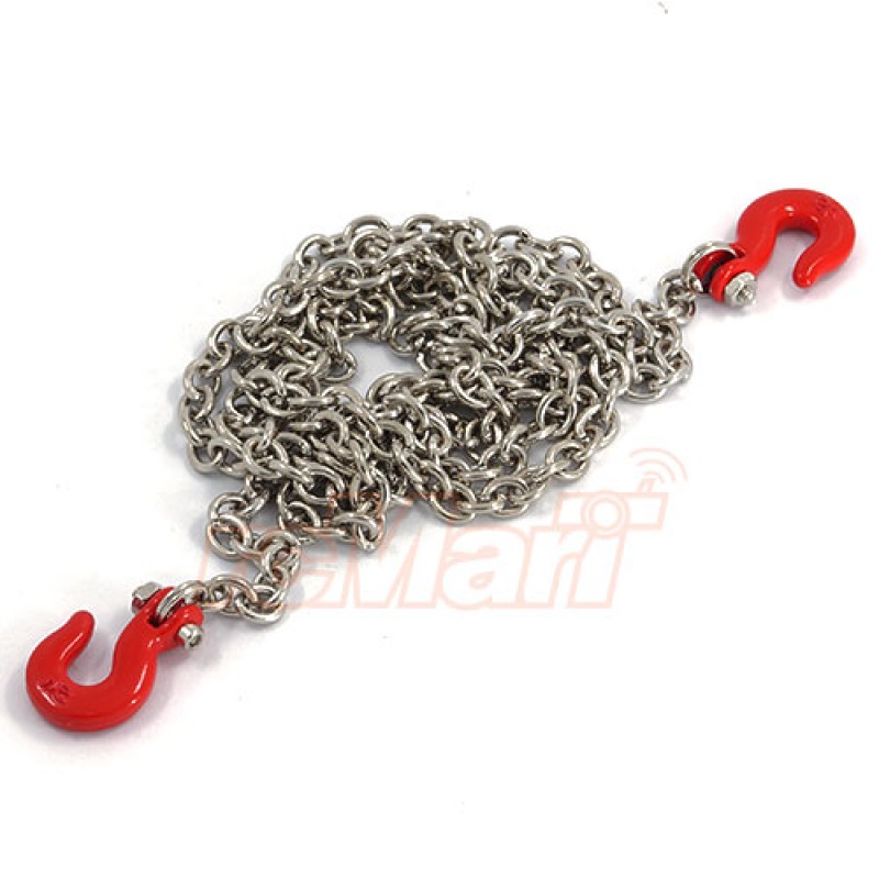 1/10 RC Rock Crawler Accessory 96cm Long Chain and Hook Set Red