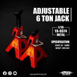 1/10 RC Rock Crawler Accessory Height adjustable 6 Ton Jack 2pcs Red