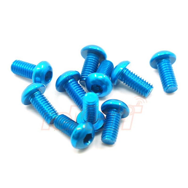 Aluminum 7075 3x6mm Hex Socket Button Head Screws 10pcs Blue