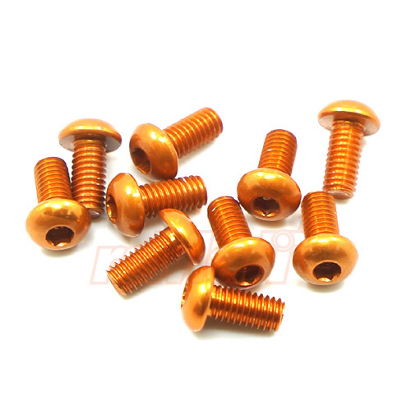 Aluminum 7075 3x6mm Hex Socket Button Head Screws 10pcs Orange