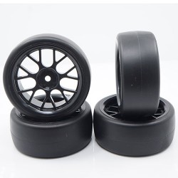 Spec D CS Wheel Offset +3 Black w/Tire 4pcs For 1/10 Drift