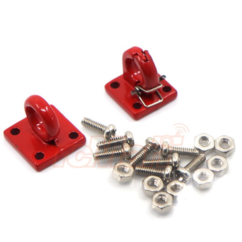 1/10 RC Rock Crawler Accessories Heavy Duty Four Bolt Lunette Ring Tow Hook Red