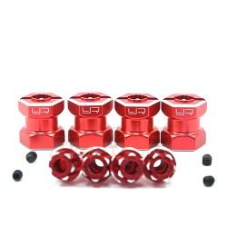 Aluminum Hex Adaptor 15mm Offset For 12mm Hex Wheels Red 4pcs Aluminum Hex Adaptor 15mm Offset For 12mm Hex Wheels Red 4pcs