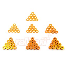 Aluminum M3 X 6mm Flat Washer 0.25 / 0.5 / 1 / 1.5 / 2 / 2.5 / 3mm 10pcs Set Orange