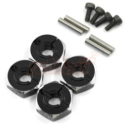 Aluminum Hex Adaptor Set 12x5mm For 1/10 RC Touring Drift Crawler Black Aluminum Hex Adaptor Set 12x5mm For 1/10 RC Touring Drift Crawler Black