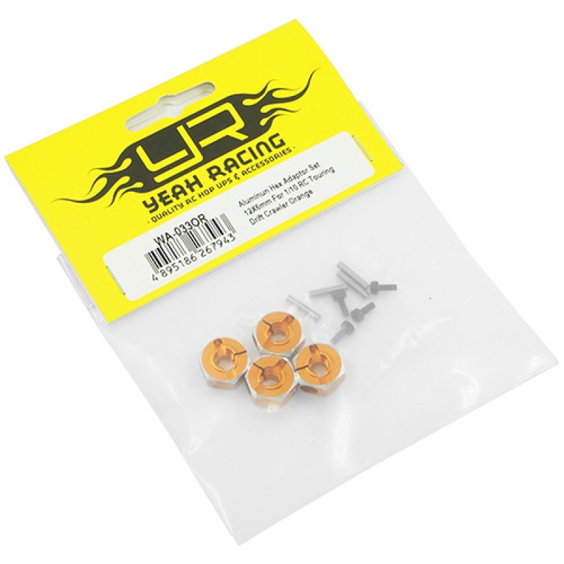 Aluminum Hex Adaptor Set 12x6mm For 1/10 RC Touring Drift Crawler Orange
