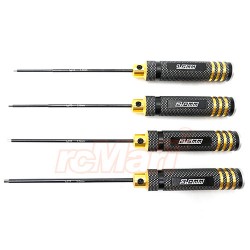 Aluminum Drive Hex Wrench Set (1.5/2.0/2.5/3.0mm Spring Steel Allen Wrench) Black/Gold