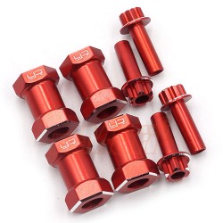 Aluminum Hex Adaptor 20mm Offset For 12mm Hex Wheels Red 4pcs