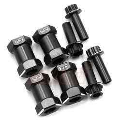 Aluminum Hex Adaptor 20mm Offset For 12mm Hex Wheels Black 4pcs