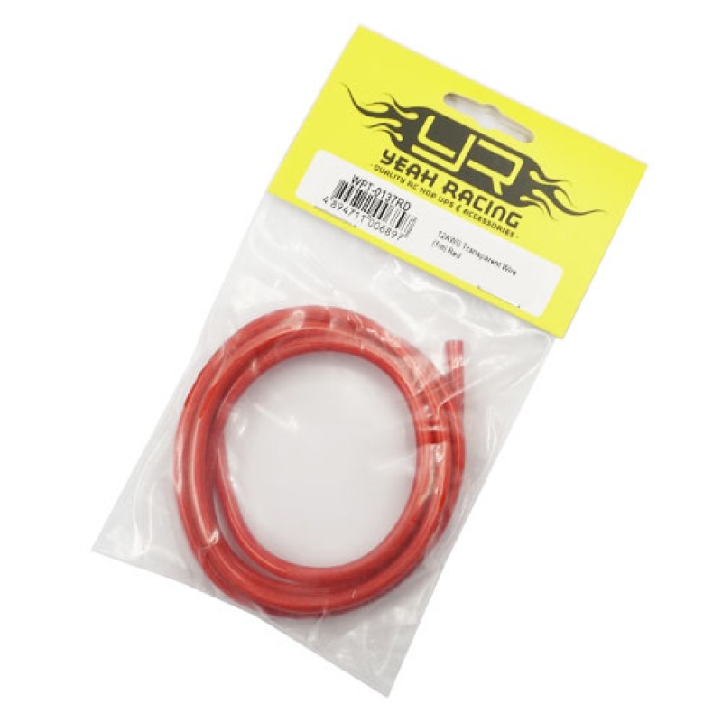 12AWG Transparent Wire 1m Red