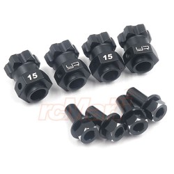 Aluminum Hex Adaptor 15mm Offset For 12mm Hex Wheels Black
