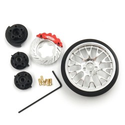 Aluminum Transmitter Steering Wheel Set Silver Type A Fits Futaba KO Sanwa Flysky Traxxas
