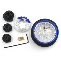 Aluminum Transmitter Steering Wheel Set Blue Type B Fits Futaba KO Sanwa Flysky Traxxas