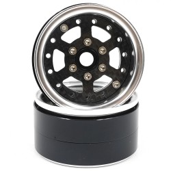 1.9 Aluminum CNC 6 Spoke w/ Graphite Beadlock Rim 2pcs Silver 1.9 Aluminum CNC 6 Spoke w/ Graphite Beadlock Rim 2pcs Silver