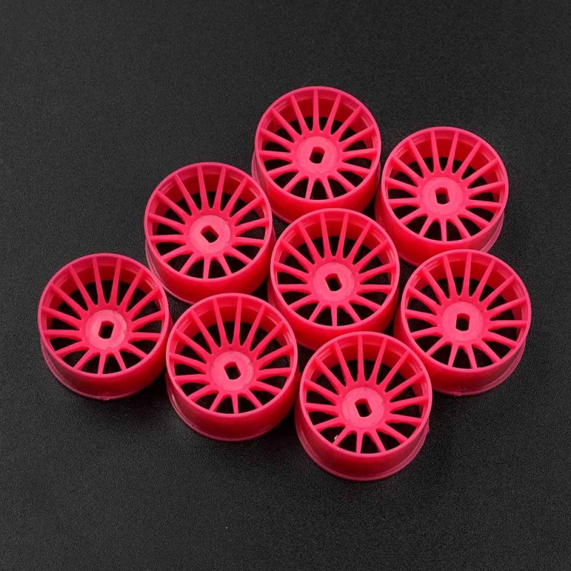 Plastic Wide Rim Set 11mm (Offset 0 +1 +2 +3) Florescent Pink For 1/28 AWD Mini-Z