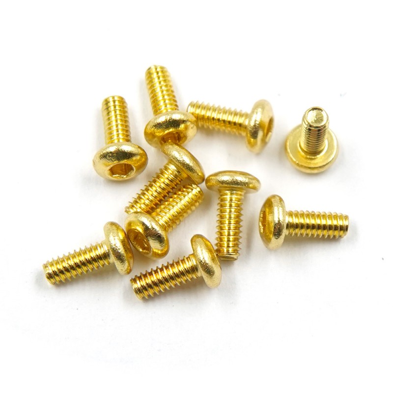 Stainless Steel Gold Coated Hex Socket Button Head Machine Screw (M2x5mm) 10pcs