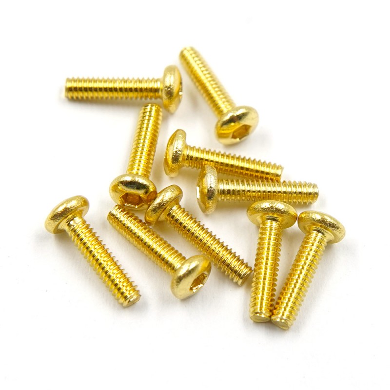 Stainless Steel Gold Coated Hex Socket Button Head Machine Screw (M2x8mm) 10pcs