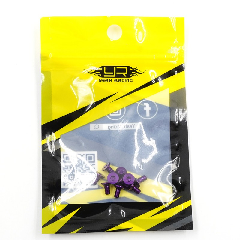 Aluminum 7075 3x6mm Hex Socket Flat Head Screws 10pcs Purple