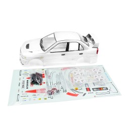 1/10 Mitsubishi Lancer EVO IV Sedan White Pre-Painted Pre-Cut Body w/ Rims Set