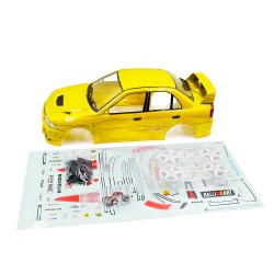 1/10 Mitsubishi Lancer EVO IV Sedan Yellow Pre-Painted Pre-Cut Body w/ Rims Set